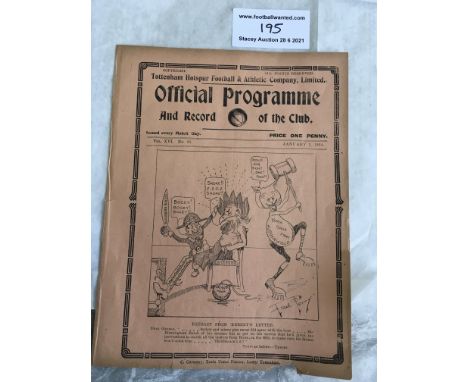 1923/1924 Tottenham v Amateur Football Association Friendly Football Programme: Good condition ex bound with no team changes.