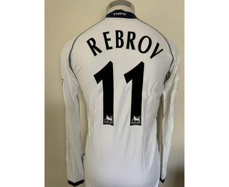 Rebrov Tottenham 2002/2003 Match Worn Football Shirt: Long sleeve white Kappa shirt in very good condition.