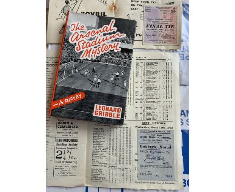 Arsenal Football Memorabilia Box: Arsenal Stadium Mystery Replay book 1955, 1952 FA Cup Final Programmes and Luton away both 