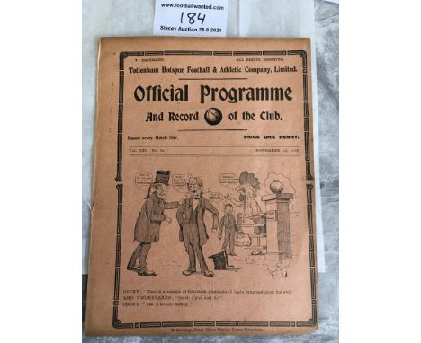 1919/1920 Tottenham v Luton Town Friendly Football Programme: Excellent condition. Ex bound with no team changes. Tottenham p