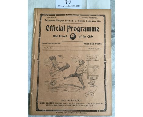 1912/1913 Tottenham Charity Cup Final Football Programme: Played at Tottenham between Grove United and Montague Athletic. Pro