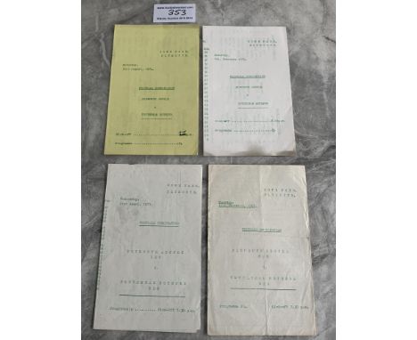 Plymouth Reserves v Tottenham Football Programmes: Good condition Football Combination matches with no team changes. Seasons 