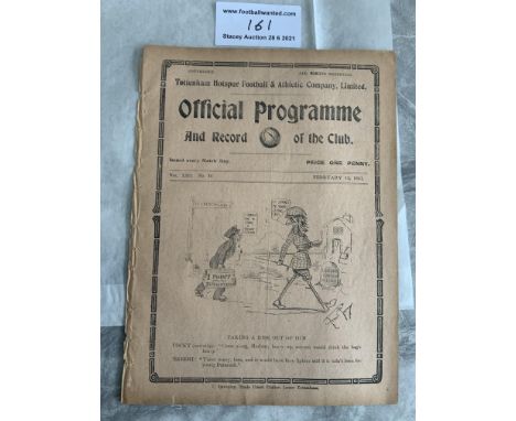 1920/1921 Tottenham v Manchester City Football Programme: Division One match dated 12 2 921 in fair condition with no team ch