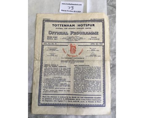 1948/49 British Army v Belgian Army Football Programme: Played at Tottenham on 6 4 1949. Fair condition with fold and pencill