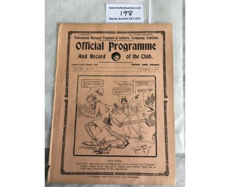 1926/1927 Tottenham v Royal Air Force Friendly Football Programme: Good condition with evidence of ex bound at spine with no 