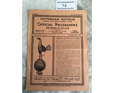 46/47 Chelsea v Arsenal FA Cup Replay Football Programme: Played at Tottenham. 2nd round replay in good condition. Team chang