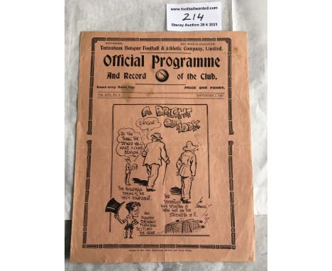 1937/38 Tottenham v Ipswich Town Friendly Football Programme: Good condition with light folding but no team changes. Tiny mar