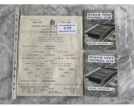 Ipswich Town Reserves v Tottenham Football Programmes: Good condition Football Combination matches from 58/59 x 2 which both 