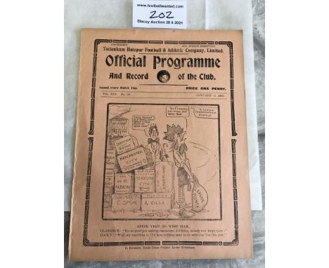 1926/1927 Tottenham A v Arsenal A Friendly Football Programme: Very good condition ex bound with no team changes.