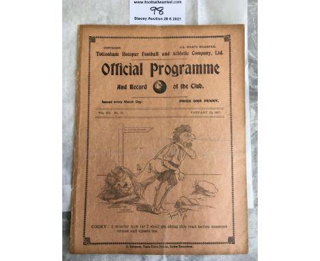 1910/1911 England International Trial Match Football Programme: Played at Tottenham on 23 1 1911. Whites v Stripes is in very