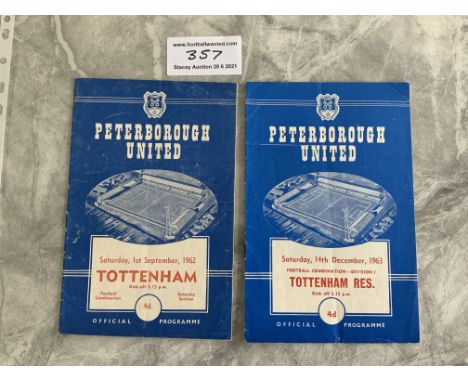 Peterborough Reserves v Tottenham Football Programmes: Good condition Football Combination matches from 62/63 score inside an