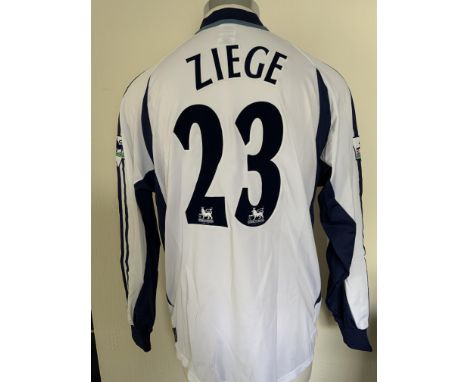 Ziege Tottenham 2001/2002/Match Worn Football Shirt: Long sleeve white Adidas shirt in very good condition.