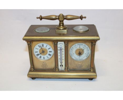 An unusual combination carriage clock and barometer of Cornish interest comprising a French carriage clock with circular enam