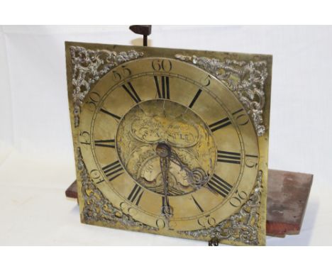 An 18th century Cornish 30 hour long case clock movement with 11" brass dial by Benjamin Andrew of St. Austell (St.Austle) 