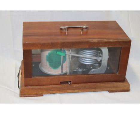 A good quality German barograph in mahogany rectangular glazed case