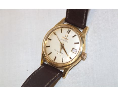 A gentlemans 18ct gold wristwatch by Omega "The Automatic Chronometer Constellation" with later leather strap, working