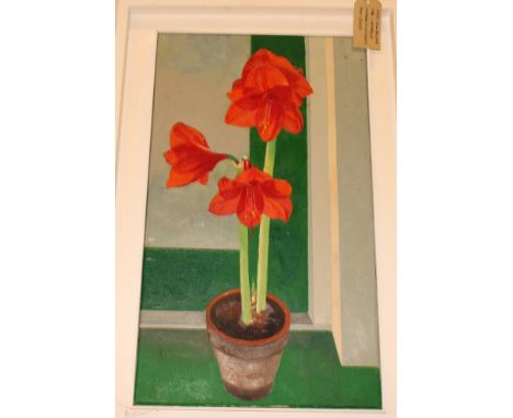 Bill Bolger - oils on canvasses/boardsSix various still life oil paintings including "Amaryllis" 27" x 16"; "Avacodo" "Aztec 