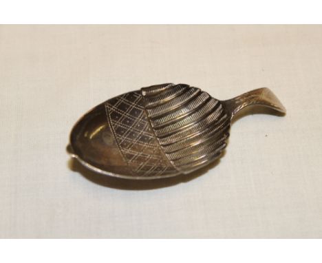 A George III silver caddy spoon in the form of an acorn, Birmingham marks 1799 