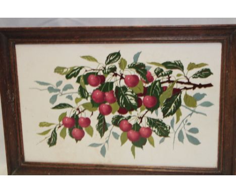 A Continental ceramic rectangular panel by Vileroy and Boch depicting berries and leaves 17" x 10½"