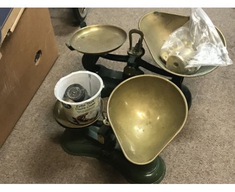 Two sets of vintage kitchen scales with weights.NO RESERVE