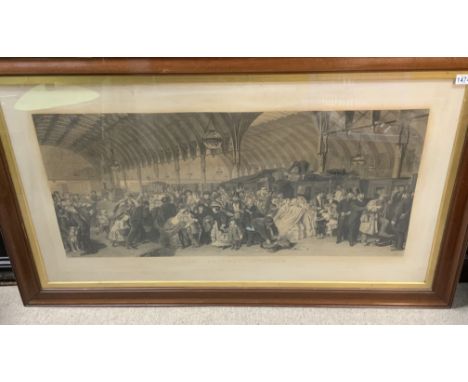 An oversized framed Victorian etching titled The Railway Station, 149cm x 91cm (D)