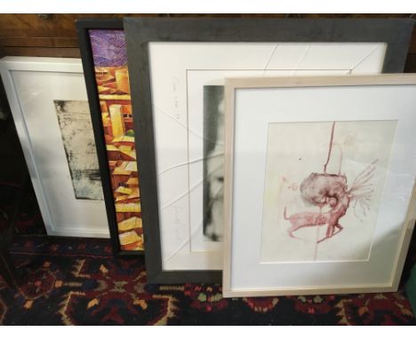 A collection of Framed abstract art including mid 20th century artist John Horwill. Frame Dimensions range from 40x48 to 44x6