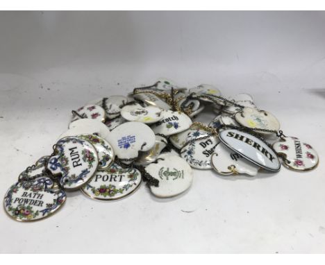 A large collection of ceramic liquor necklets.