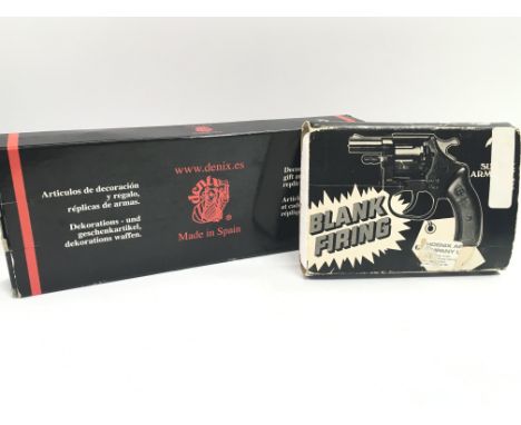 A boxed Denix Spanish replica revolver & an Italian Sprint blank firing revolver, this lot cannot be posted