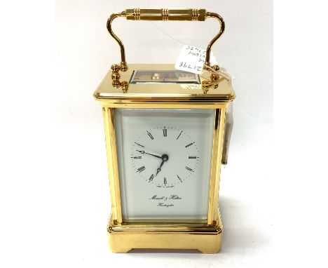 A Morell & Hilton of Huntingdon 4 glass carriage clock. H.13.5cm