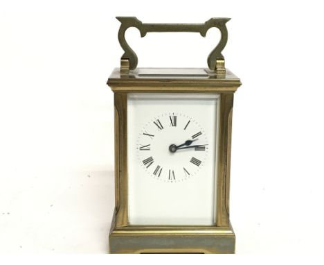 A brass carriage clock, this lot cannot be posted. NO RESERVE