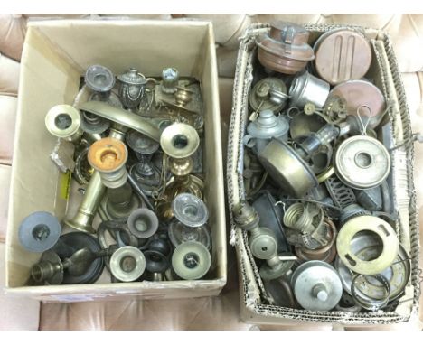 An assorted lot including candlestick holders and burners etc.