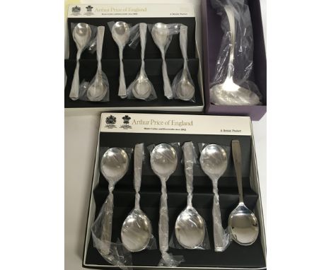 A collection of boxed Arthur price cutlery including spoons and a ladle. Postage cat C- NO RESERVE
