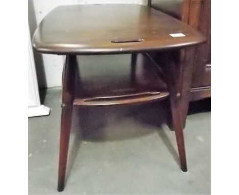 Ercol dark elm two tier coffee table, width 28.5'