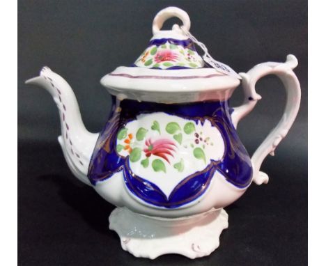 19th Century gaudy Welsh pottery teapot.