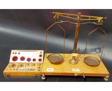 Early 20th Century set of chemists scales by F.E.Becker & Co London with original box set of stacking weights