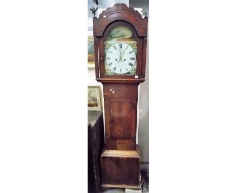 Cornish 19th Century mahogany eight day longcase clock, the arched 12' enamel painted dial signed Josh Beringer, Helston and 