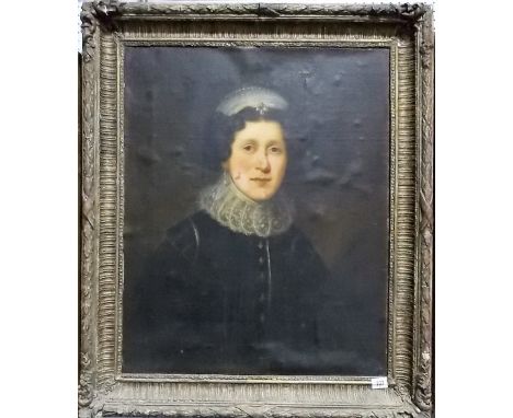 19TH CENTURY BRITISH SCHOOL Portrait of a lady Oil on canvas 26' x 21.5'