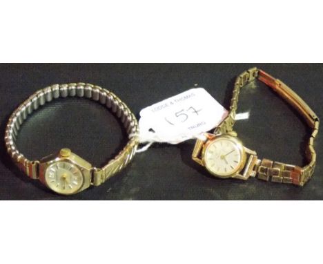 9ct gold Omega ladies' bracelet manual wind wristwatch, weight overall 14.7g approx; together with a ladies' Regency manual w