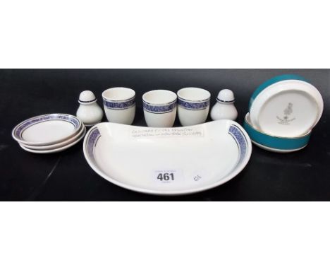 A Royal Doulton for British Airways hors d'oeuvres dish, No. E.C.1097, together with three matching egg cups and three small 