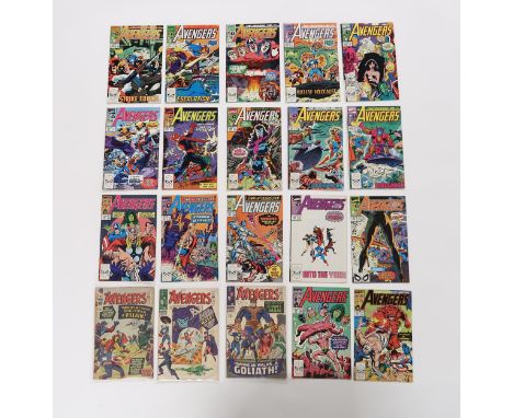 A collection of Marvel comics including; The Avengers 15, 26, 28, 202, 205, 215-216, 306-308, 311, 313, 314-3325, 329-342, 34
