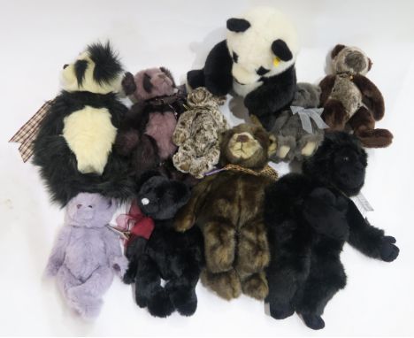 A collection of plush animal Toys, consisting largely of Charlie Bears, many with tags, including Peter, Fairycake, Plum Pudd