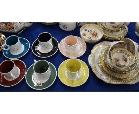 A Hammersley teaset decorated with flowers including six cups, seven saucers, and plates, cake plate and sugar bowl, together