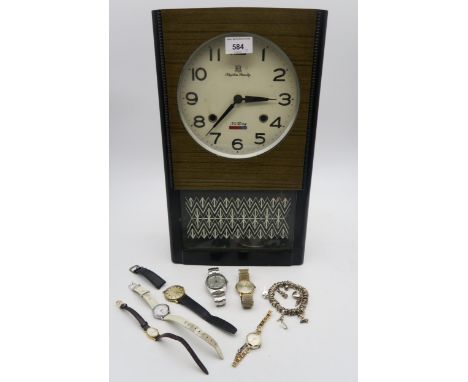 A mid-20th century retro Rhythm Family wall clock, together with a selection of wristwatches (including Rotary, Seiko, Smiths