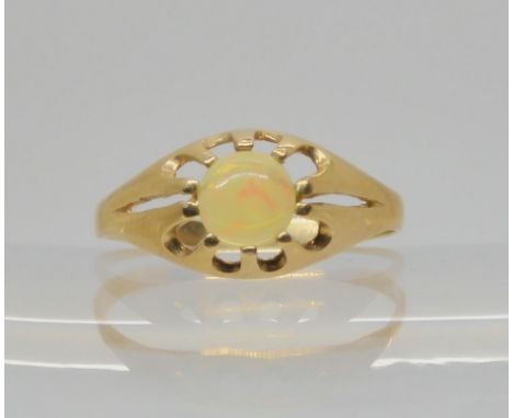 A 9ct gold ring set with a jelly opal, size W, weight 2.1gms Condition Report:Available upon request