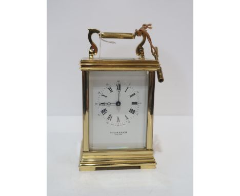 A Taylor and Bligh brass and glass carriage clock with key&nbsp; Condition Report:Available upon request