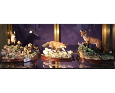 Three Border fine Art fox groups including Family Outing, no 771/1950 by D Walton, A Lucky Find no 329/1750 by R Ayres, and K