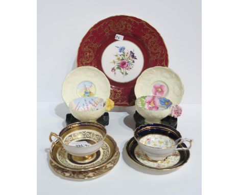 Paragon cabinet cups and saucers including pattern Comptess, Hedgeside flowers in Warwickshire, pink and blue poppies, a rose