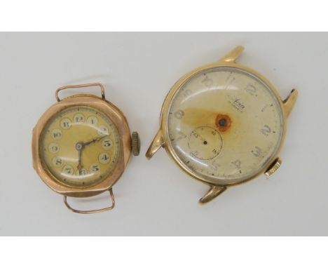 A 9ct gold Avia watch (af) together with a 9ct cased ladies vintage watch, weight combined 34.4gms Condition Report:Available