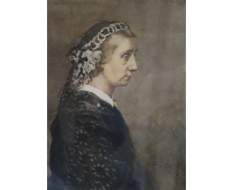 HENRY WRIGHT KERR Portrait profile of a lady, signed, watercolour, 39 x 29cm Condition Report:Available upon request