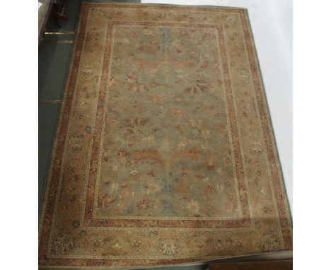 A modern light green ground royal Keshan rug Condition Report:Available upon request